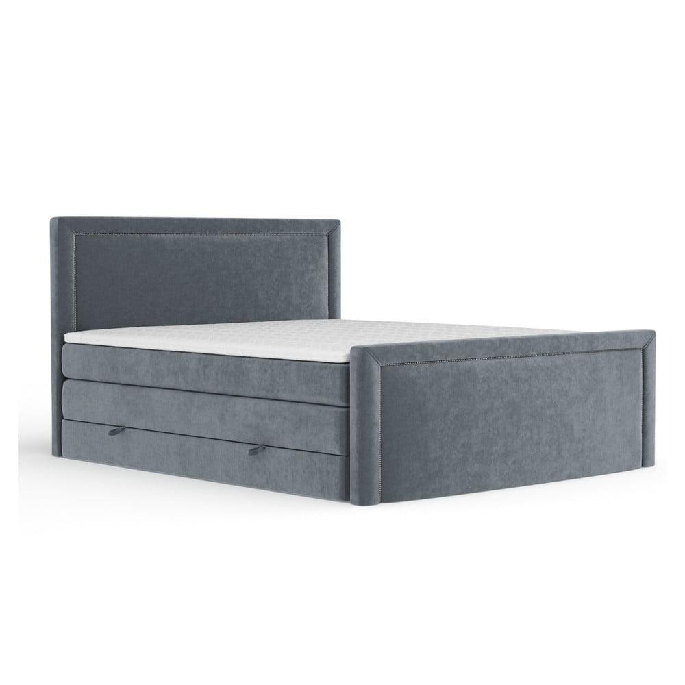 Sötétszürke ágyneműtartós boxspring ágy 140x200 cm Lavenda – Maison de Rêve