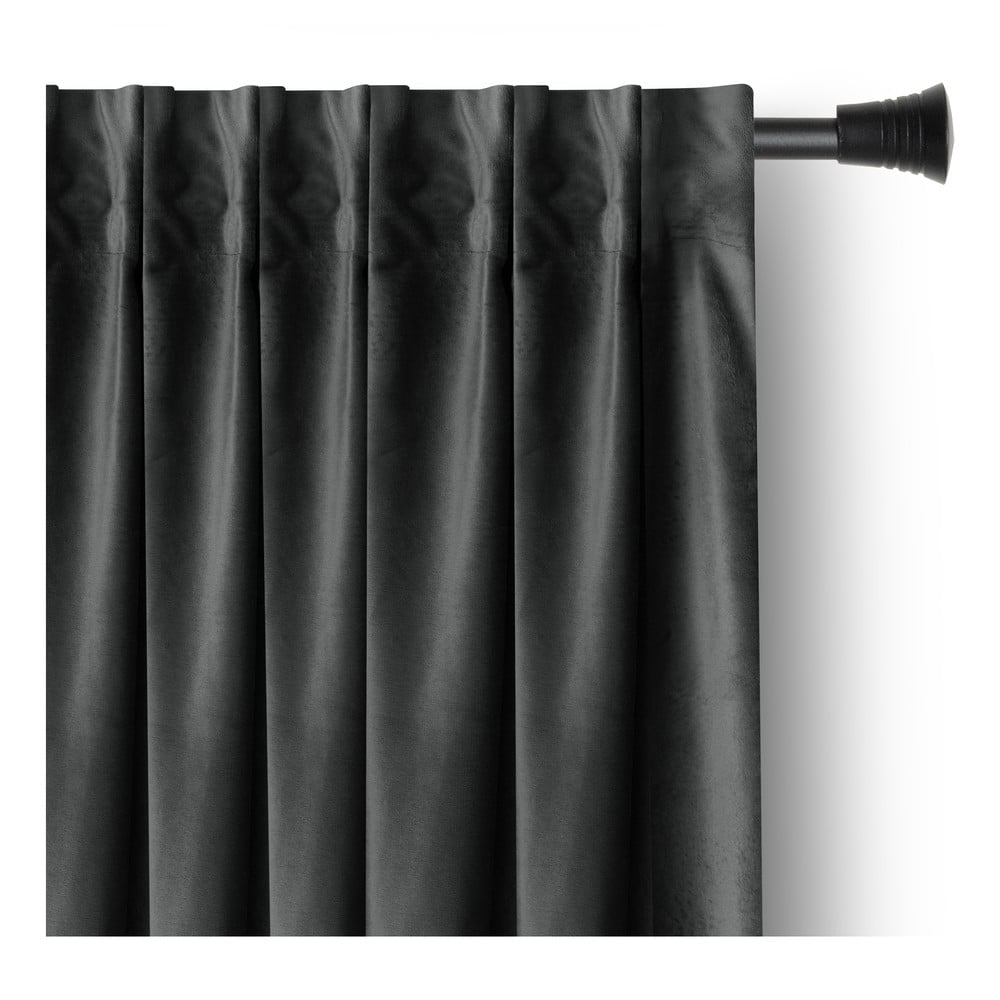 Sötétszürke bársony dimout (részleges sötétítő) függöny 140x245 cm Pleat – Restilo