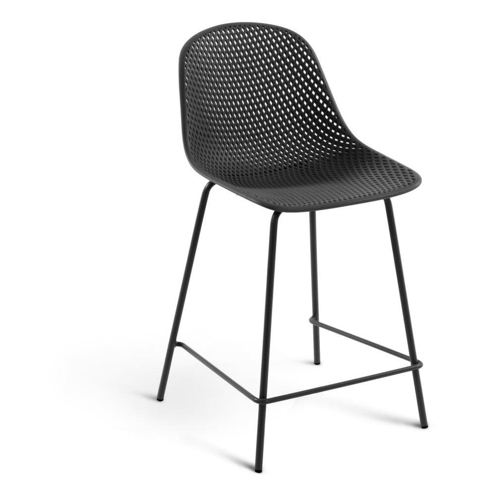 Sötétszürke fém-műanyag kerti bárszék Quinby – Kave Home