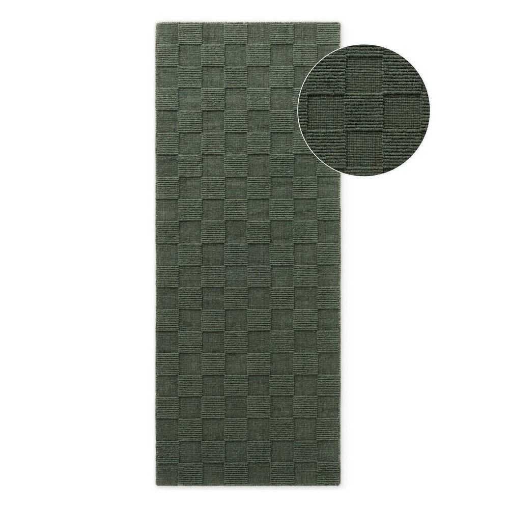 Sötétzöld kézi szövésű gyapjú futószőnyeg 80x200 cm Scala – Villeroy&Boch