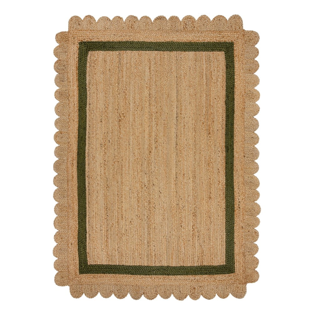 Sötétzöld-natúr színű kézi szövésű juta szőnyeg 200x290 cm Grace Green – Flair Rugs