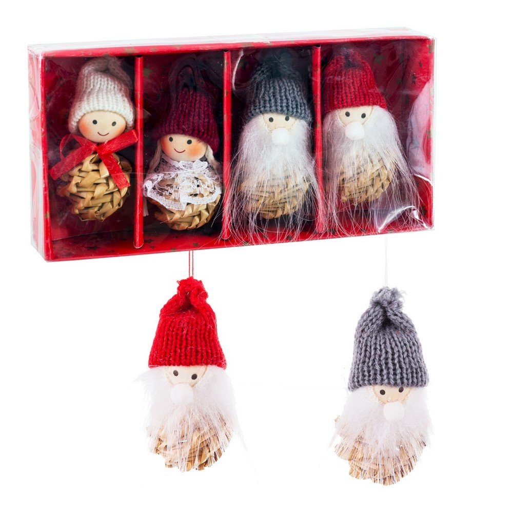 Szalma karácsonyfadísz készlet 4 db-os 7 cm Santa Claus – Casa Selección