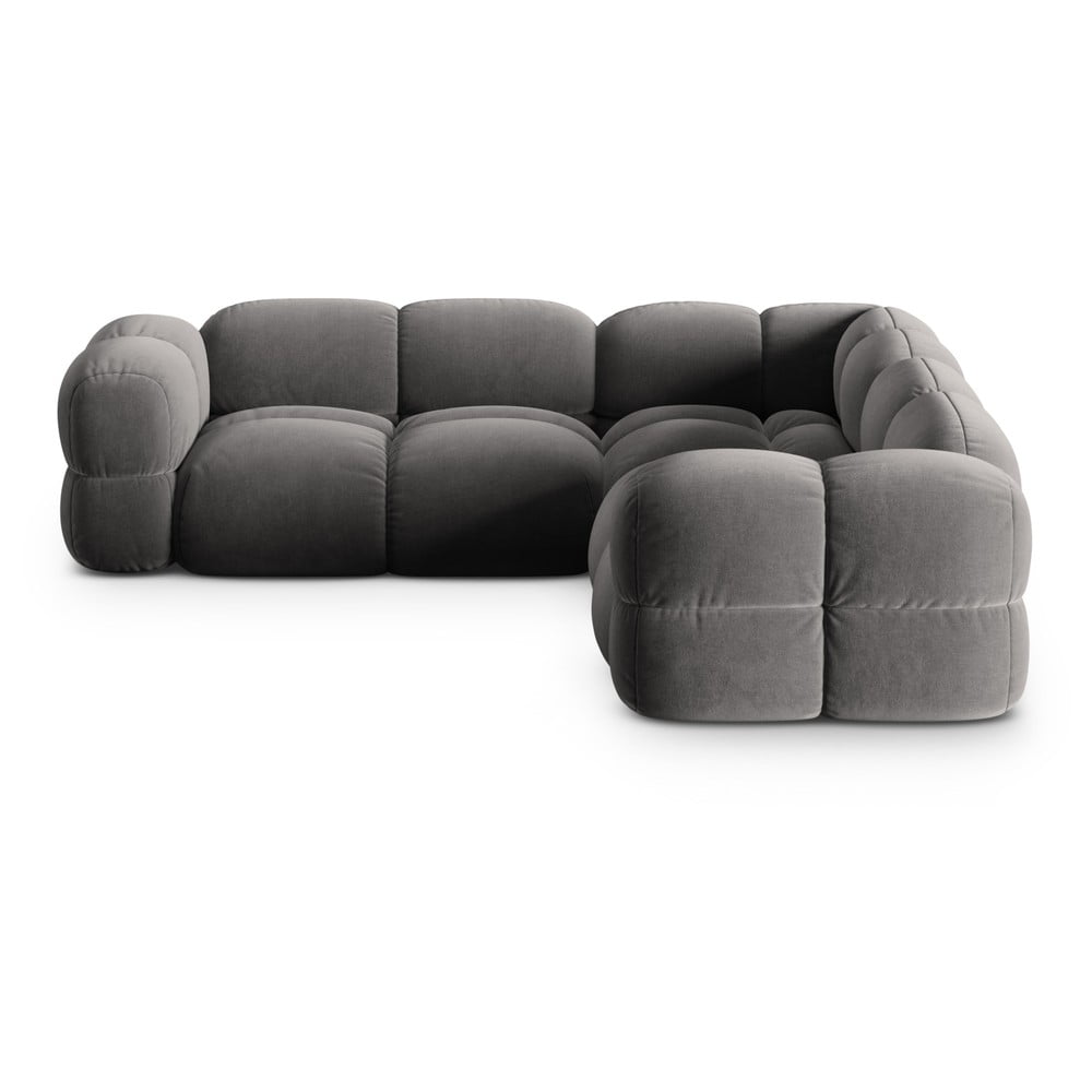 Szürke bársony sarokkanapé Loretto – Cosmopolitan Design