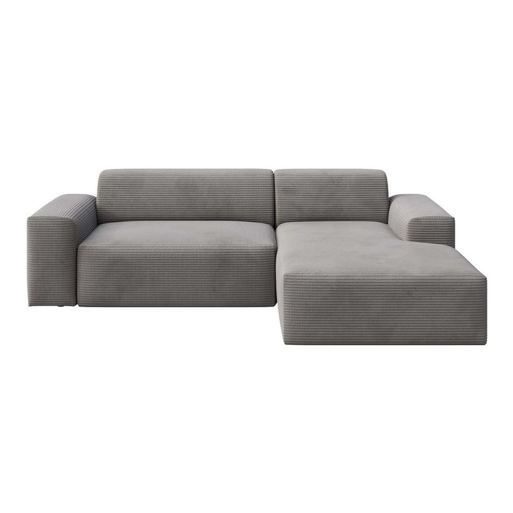 Szürke kordbársony kinyitható tárolóhelyes sarokkanapé (jobb oldali-heverő résszel) Villet – Rodier