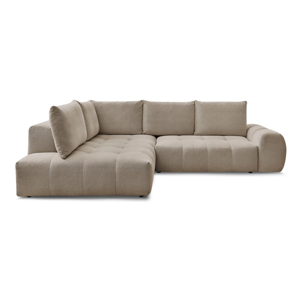 Szürkésbarna zsenília kinyitható-tárolóhelyes sarokkanapé (bal oldali-L alakú) Everest – Bobochic Paris