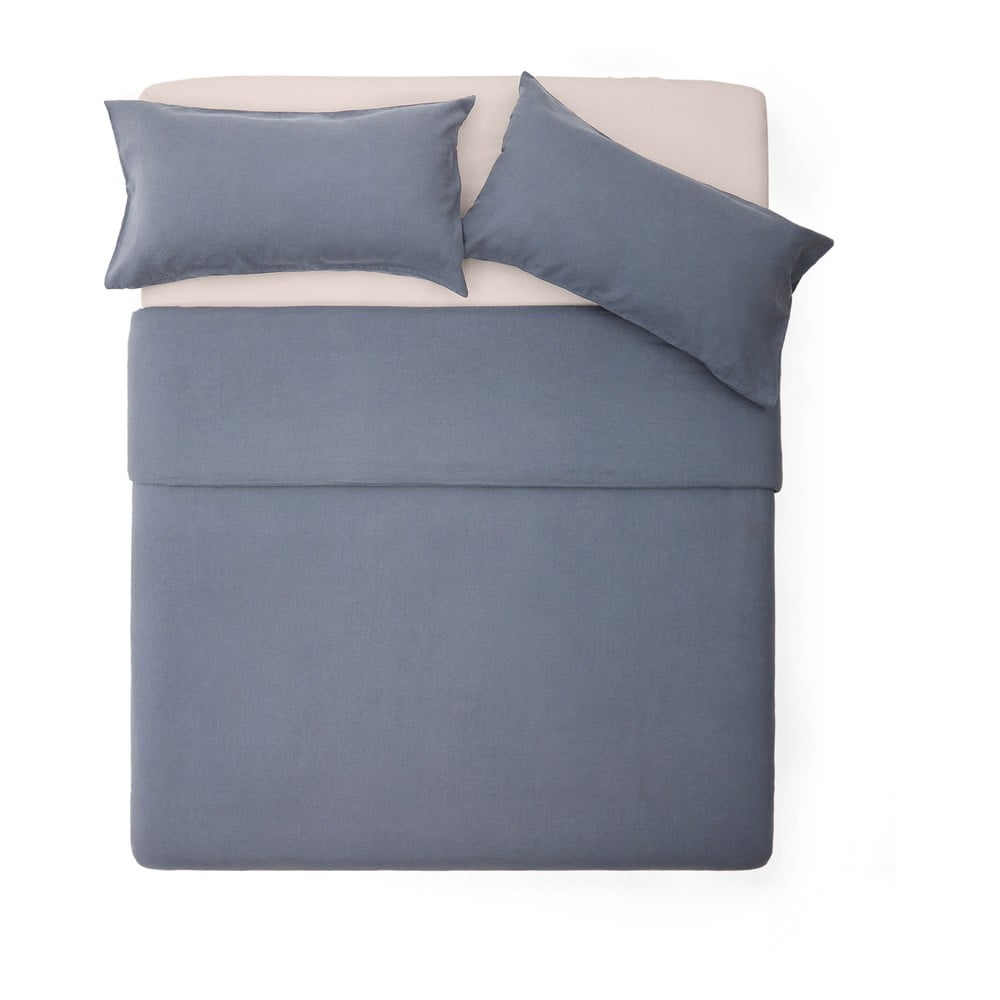 Szürkéskék kétszemélyes hosszabbított lenkeverék ágyneműhuzat 240x220 cm Simmel – Kave Home