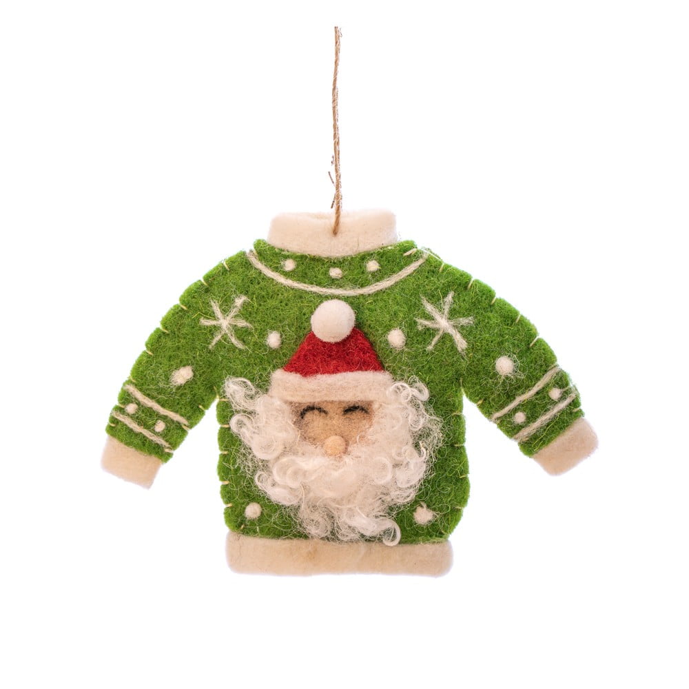 Textil kézzel készített karácsonyfadísz 12 cm Santa Jumper – Sass & Belle