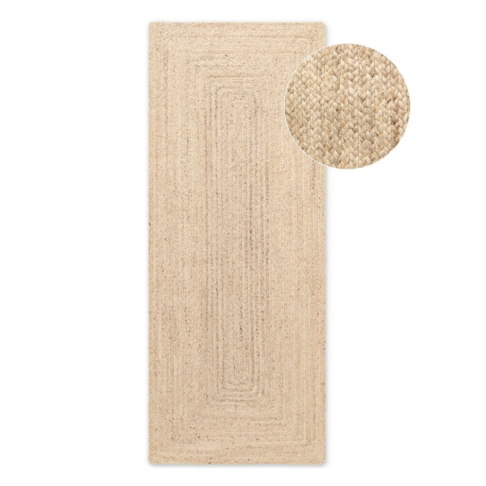 Világos natúr színű kétoldalas kézi szövésű juta futószőnyeg 80x200 cm Sharmila Natural White – Hanse Home