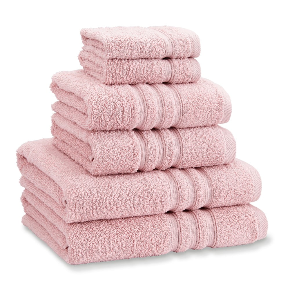 Világos rózsaszín frottír pamut törölköző és fürdőlepedő készlet 6 db-os Zero Twist – Catherine Lansfield