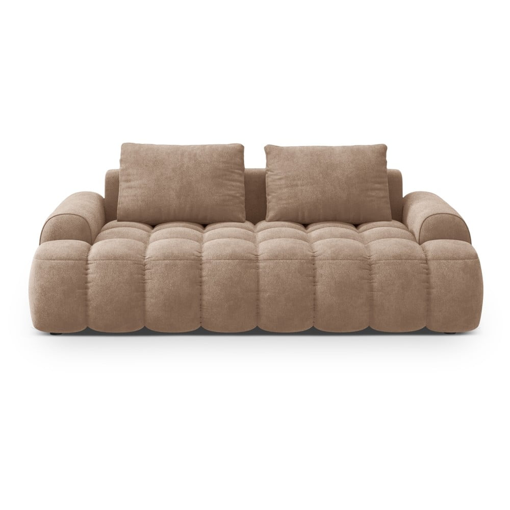 Világosbarna bársony kanapé 200 cm Linz – Cosmopolitan Design