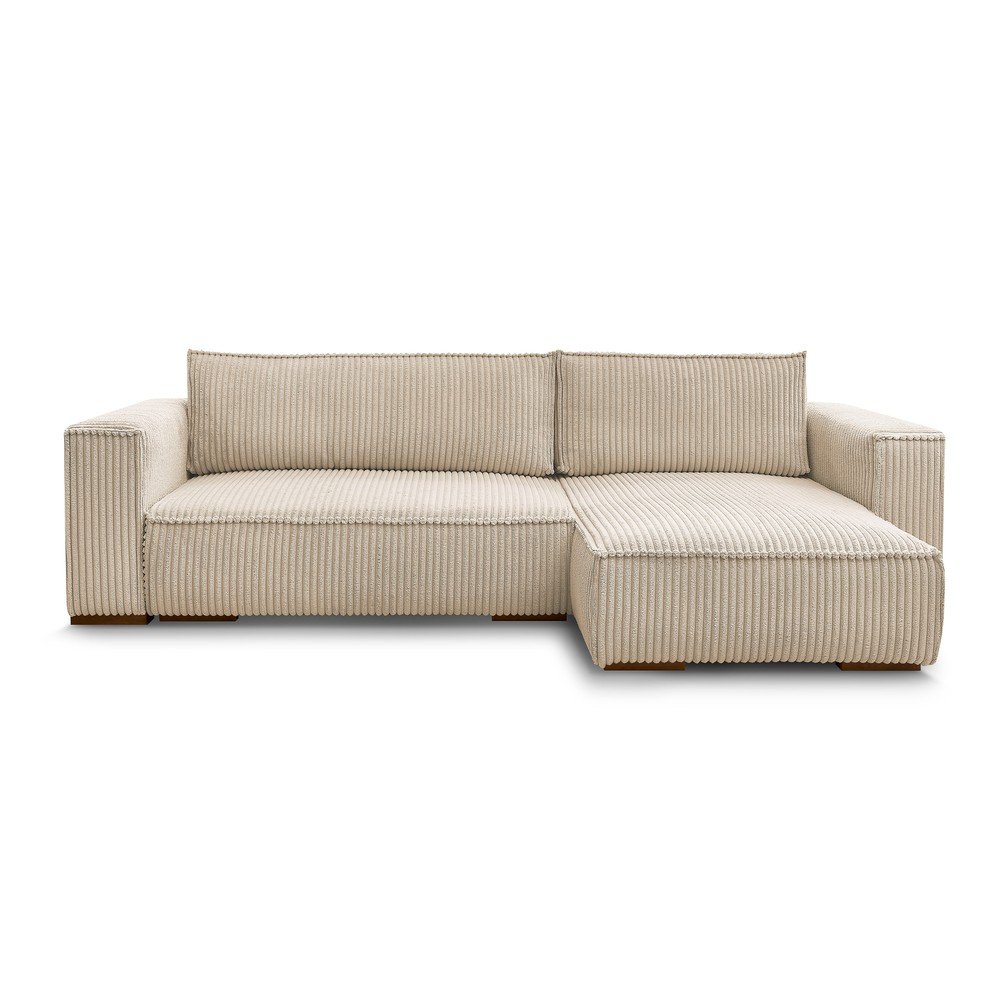 Világosbarna kordbársony kinyitható-tárolóhelyes sarokkanapé Chelsea – Bobochic Paris