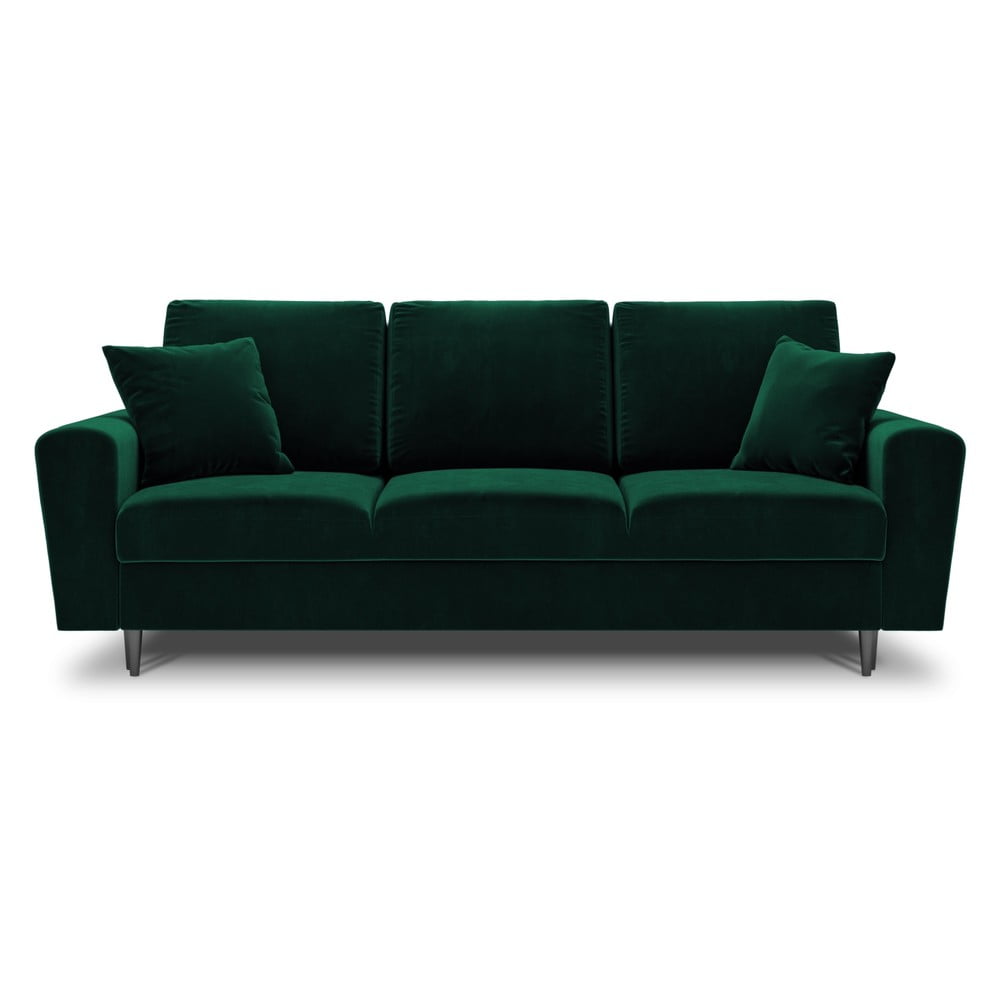 Zöld bársony kinyitható tárolóhelyes kanapé 235 cm Kyoto – Cosmopolitan Design