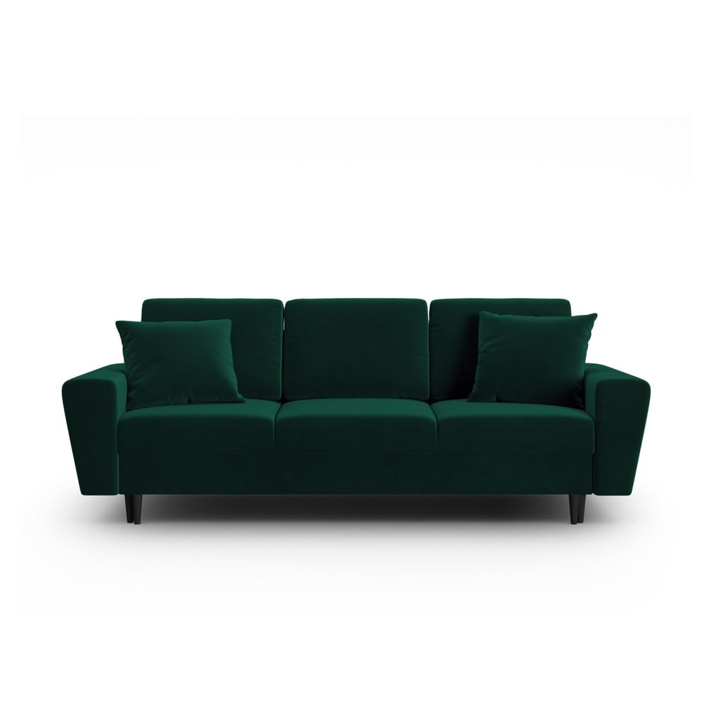 Zöld bársony kinyitható tárolóhelyes kanapé 235 cm Kyoto – Cosmopolitan Design