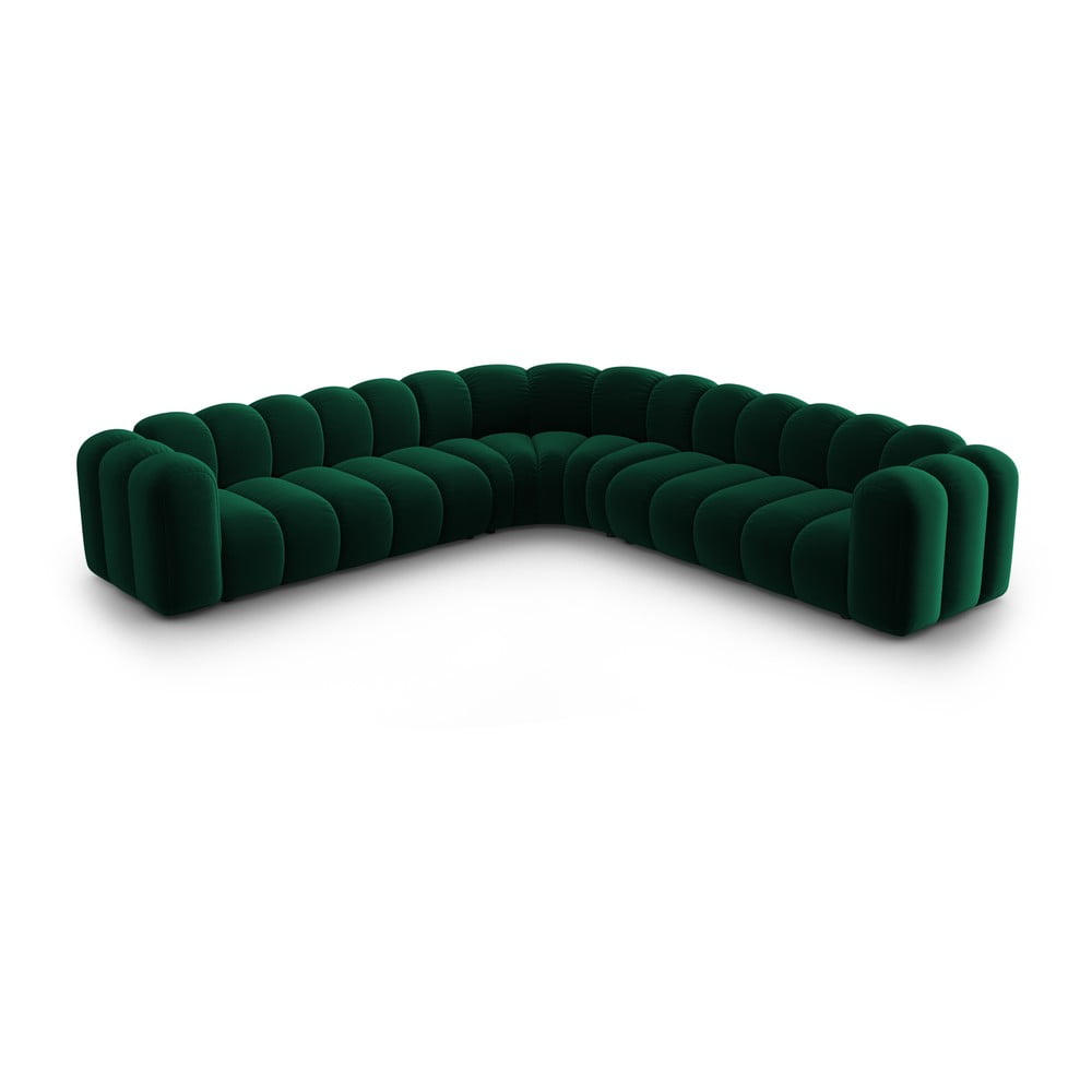 Zöld bársony moduláris sarokkanapé Lupine – Micadoni