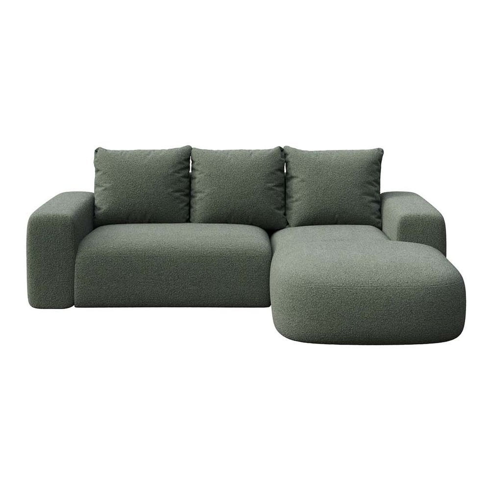 Zöld buklé sarokkanapé (jobb oldali-heverő résszel) Monce – Rodier