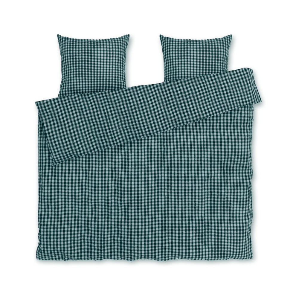 Zöld-kék kétszemélyes hosszabbított krepp ágyneműhuzat 200x220 cm Bæk&Bølge – JUNA