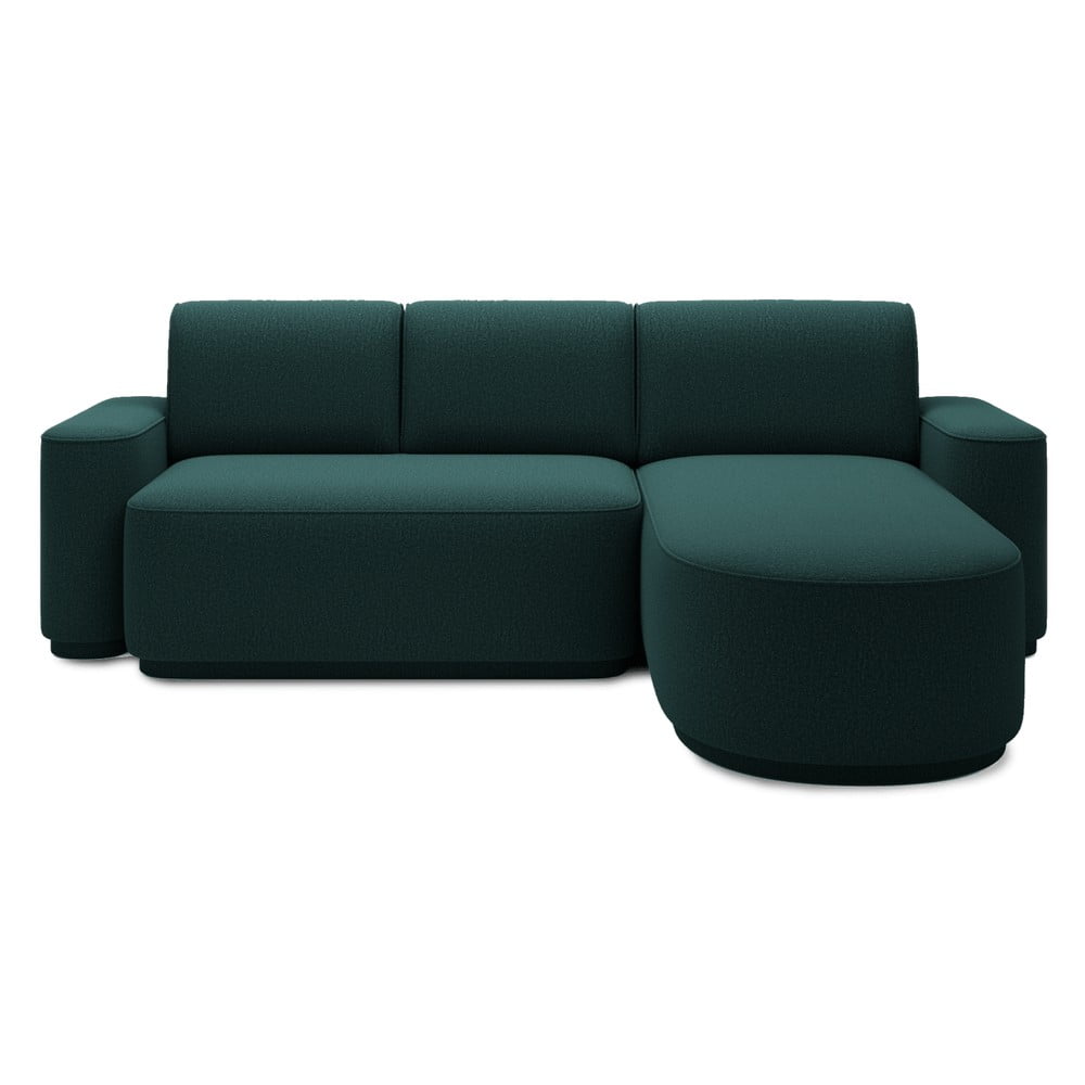 Zöld zsenília kinyitható-tárolóhelyes sarokkanapé (jobb oldali-heverő résszel) Aurumm – ELTAP