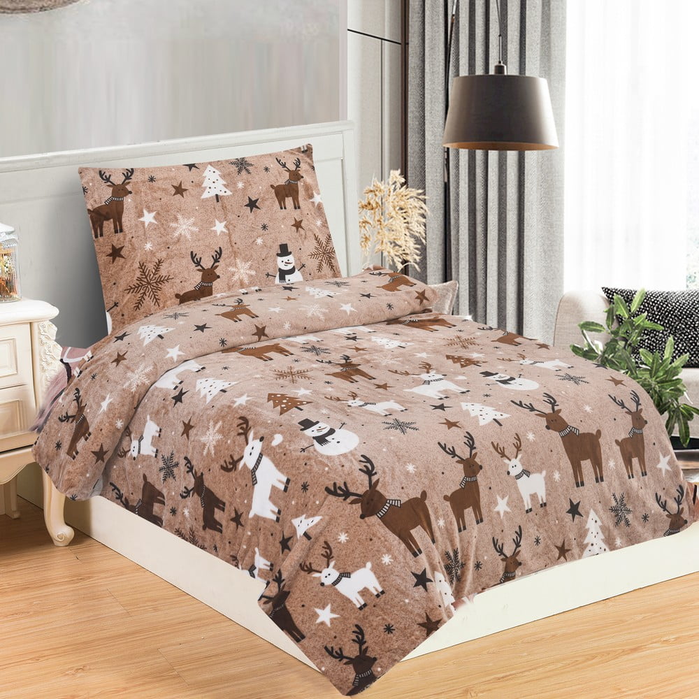 Barna egyszemélyes mikroplüss ágyneműhuzat 140x200 cm Nordic Fairytale – My House