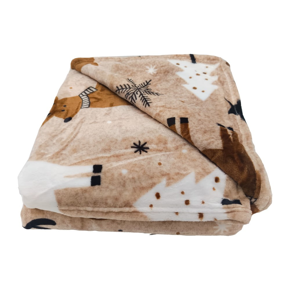 Barna mikroplüss takaró karácsonyi mintával 150x200 cm Nordic Fairytale – My House