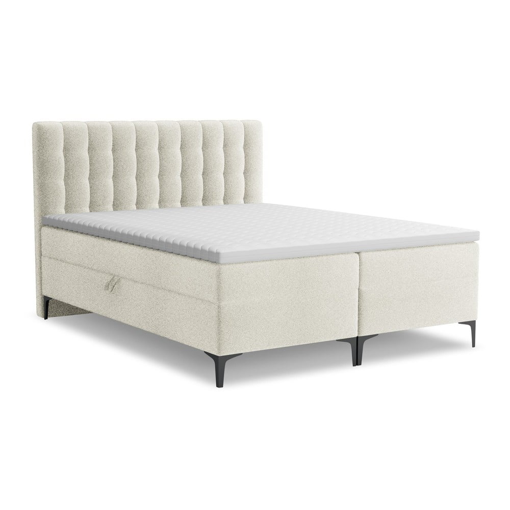 Bézs ágyneműtartós boxspring ágy 140x200 cm Puhala – Makamii