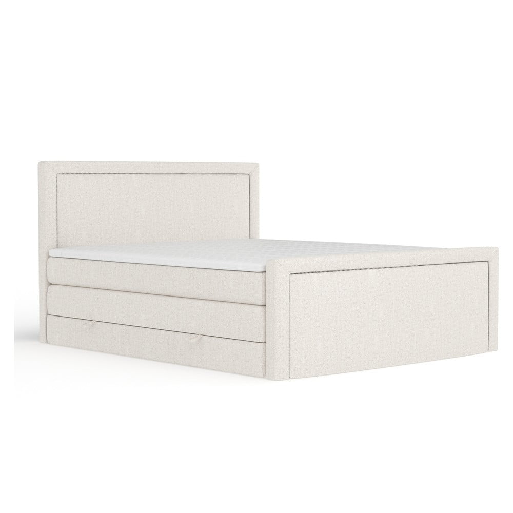Bézs ágyneműtartós boxspring ágy 160x200 cm Lavenda – Maison de Rêve