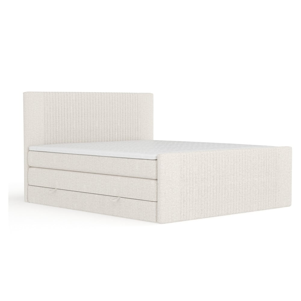 Bézs ágyneműtartós boxspring ágy 200x200 cm Bergamo – Maison de Rêve