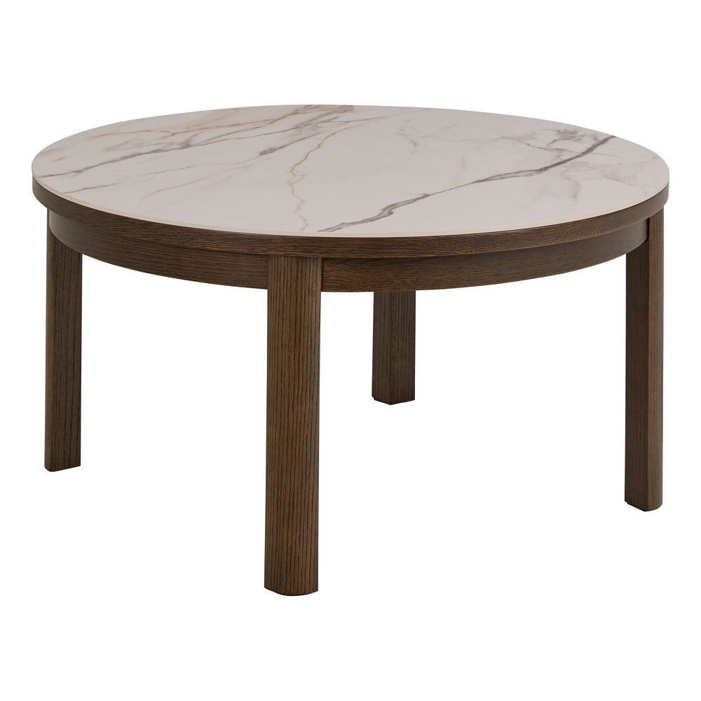 Bézs-sötétbarna kerek dohányzóasztal kerámia asztallappal ø 90 cm Southampton – Actona