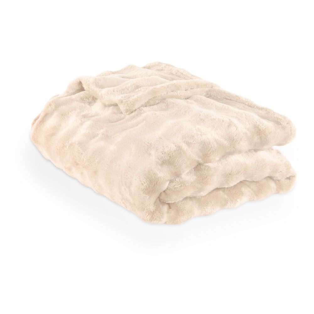 Elefántcsont színű mikroplüss takaró 150x200 cm Wave – Tiseco Home Studio