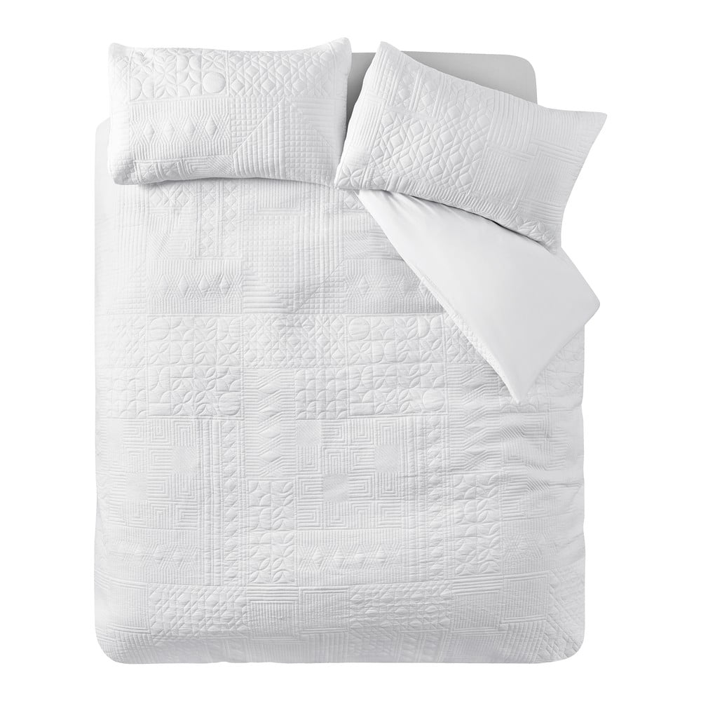Fehér egyszemélyes ágyneműhuzat 135x200 cm Folkstone Geo – Catherine Lansfield