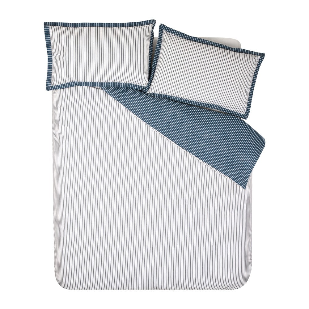 Fehér-kék egyszemélyes ágyneműhuzat 135x200 cm Oxford Pinstripe – Catherine Lansfield