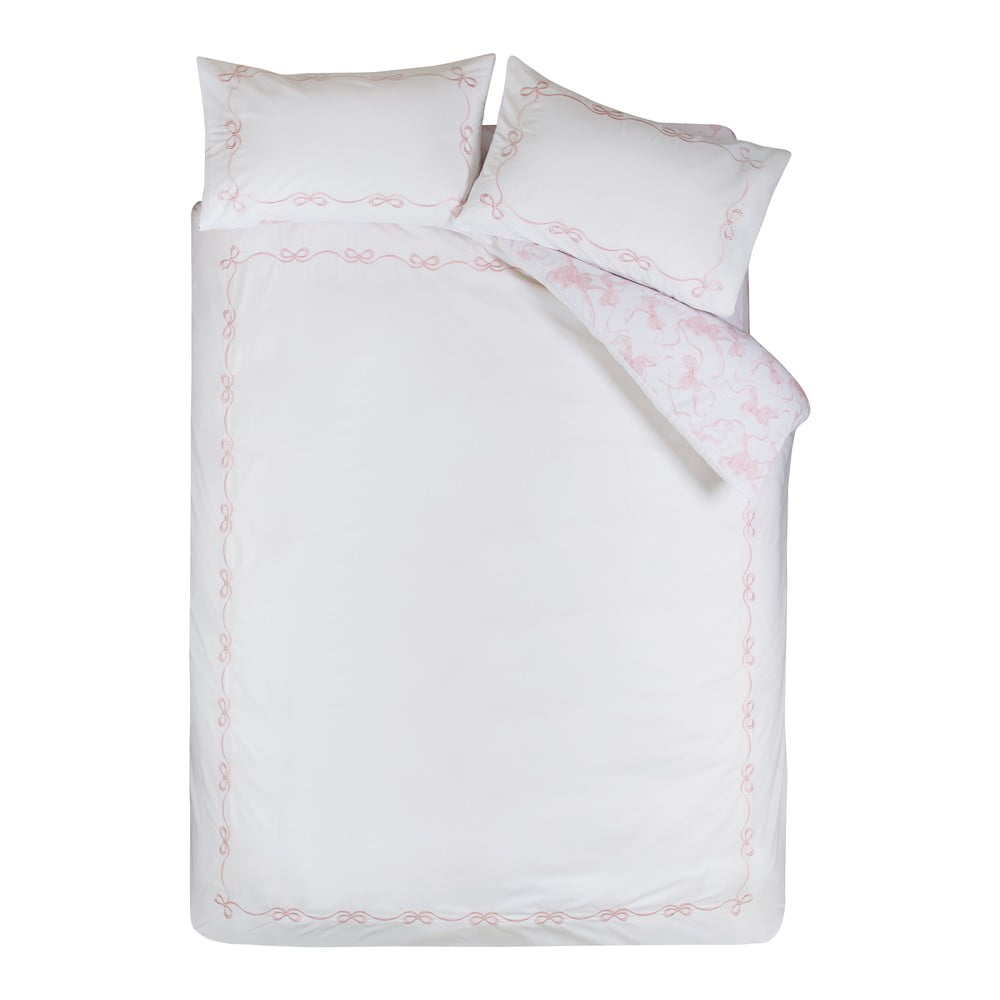 Fehér kétszemélyes-hosszabbított ágyneműhuzat 230x220 cm Bow Embroidery – Catherine Lansfield