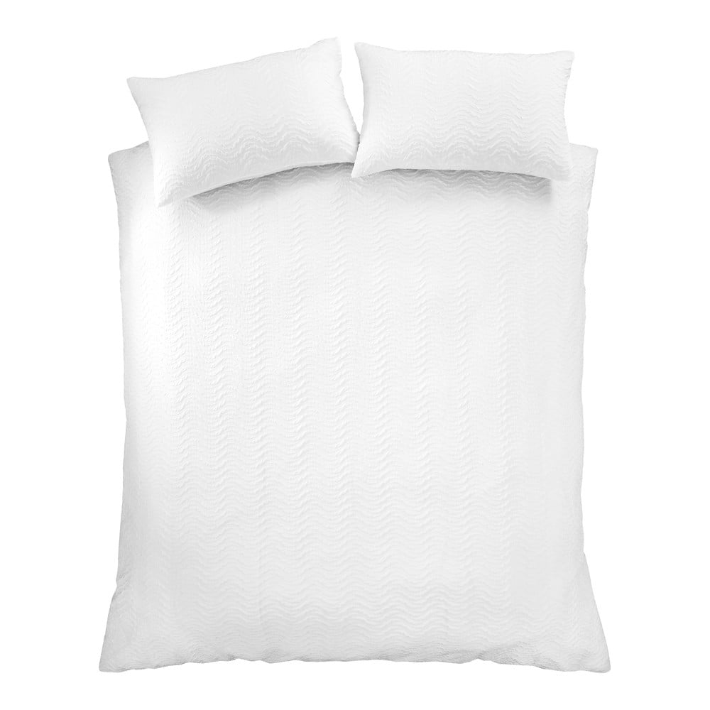 Fehér kétszemélyes krepp ágyneműhuzat 200x200 cm Heatset Wave – Catherine Lansfield