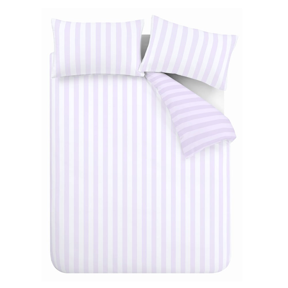 Fehér-levendula színű kétszemélyes-hosszabbított ágyneműhuzat 230x220 cm Stripe Tease – Sassy B