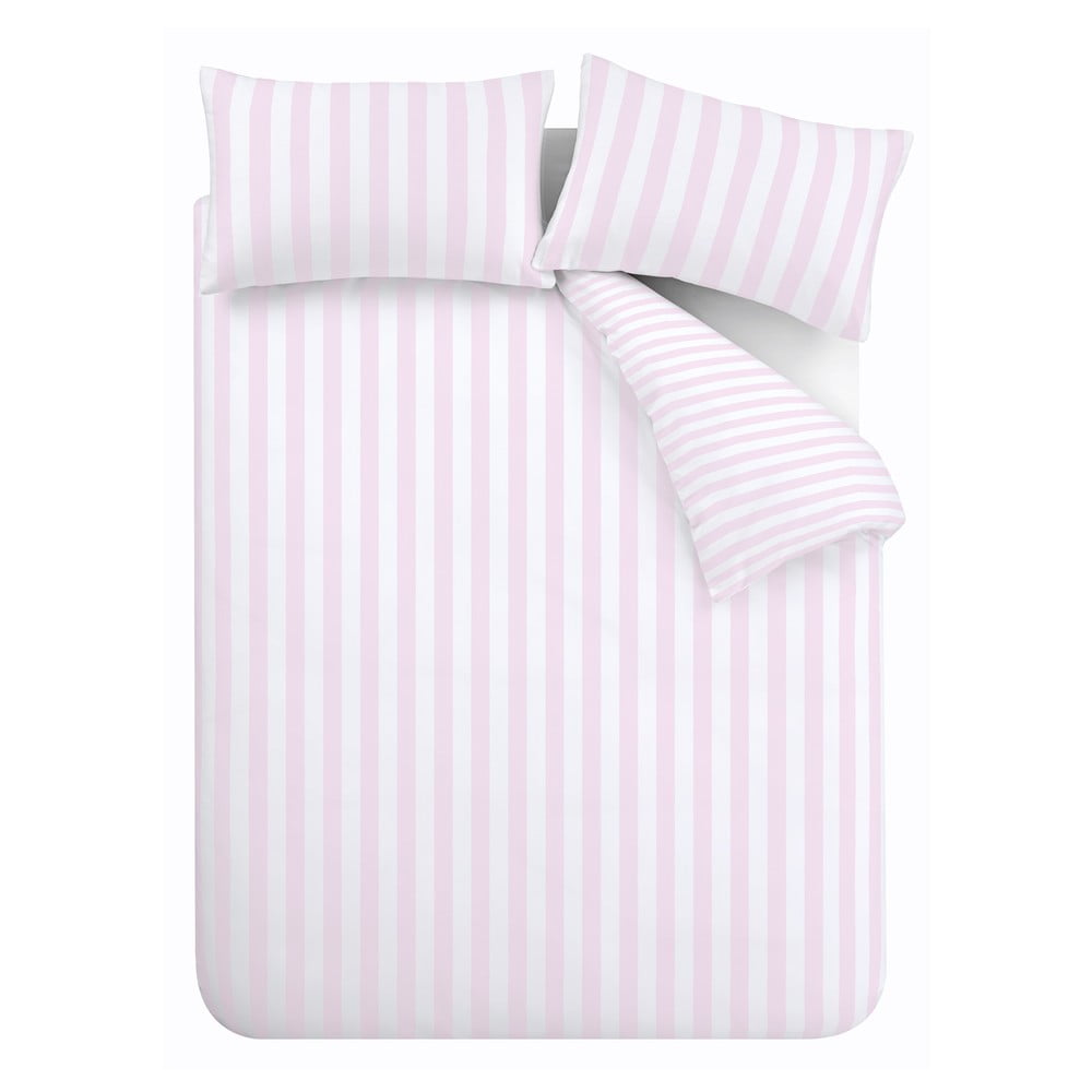 Fehér-rózsaszín kétszemélyes-hosszabbított ágyneműhuzat 230x220 cm Stripe Tease – Sassy B