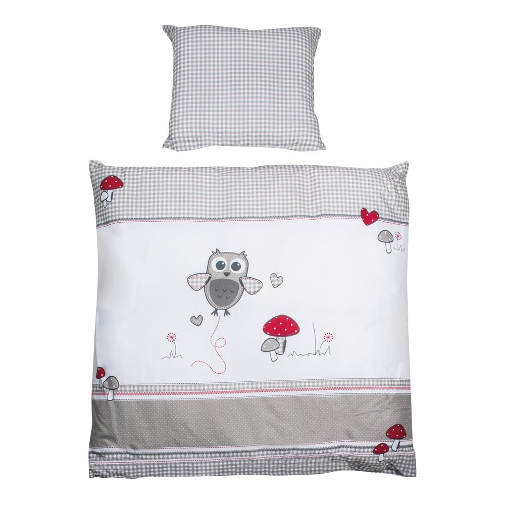 Fehér-szürke pamut gyerek ágyneműhuzat babaágyhoz 80x80 cm Adam & Eule – Roba
