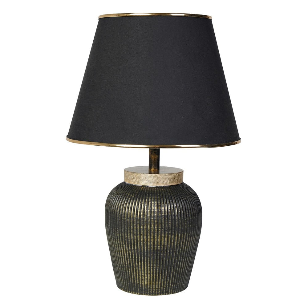 Fekete-aranyszínű asztali lámpa textil búrával (magasság 50 cm) Oxa – Opviq lights