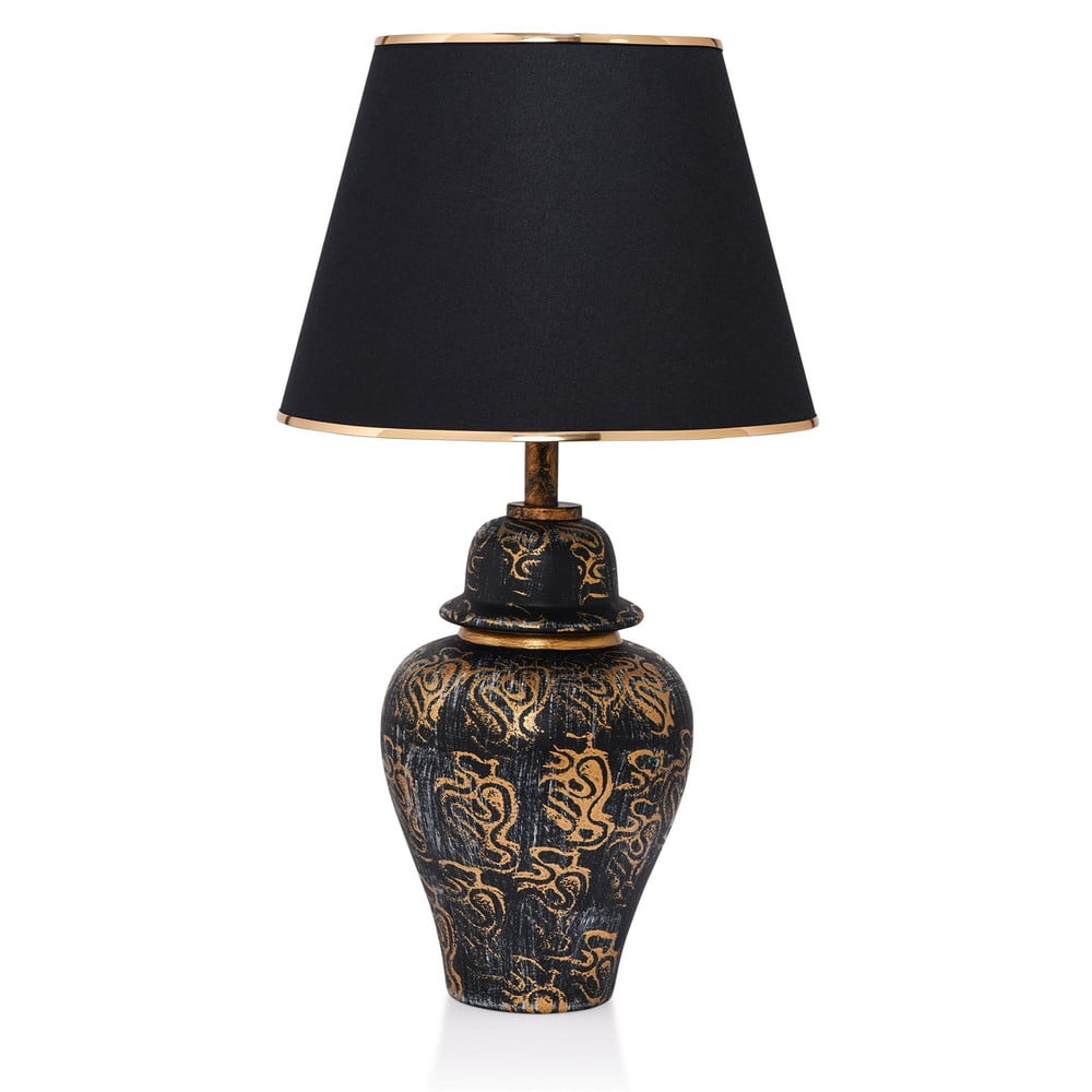 Fekete-aranyszínű asztali lámpa textil búrával (magasság 54 cm) Derin – Opviq lights