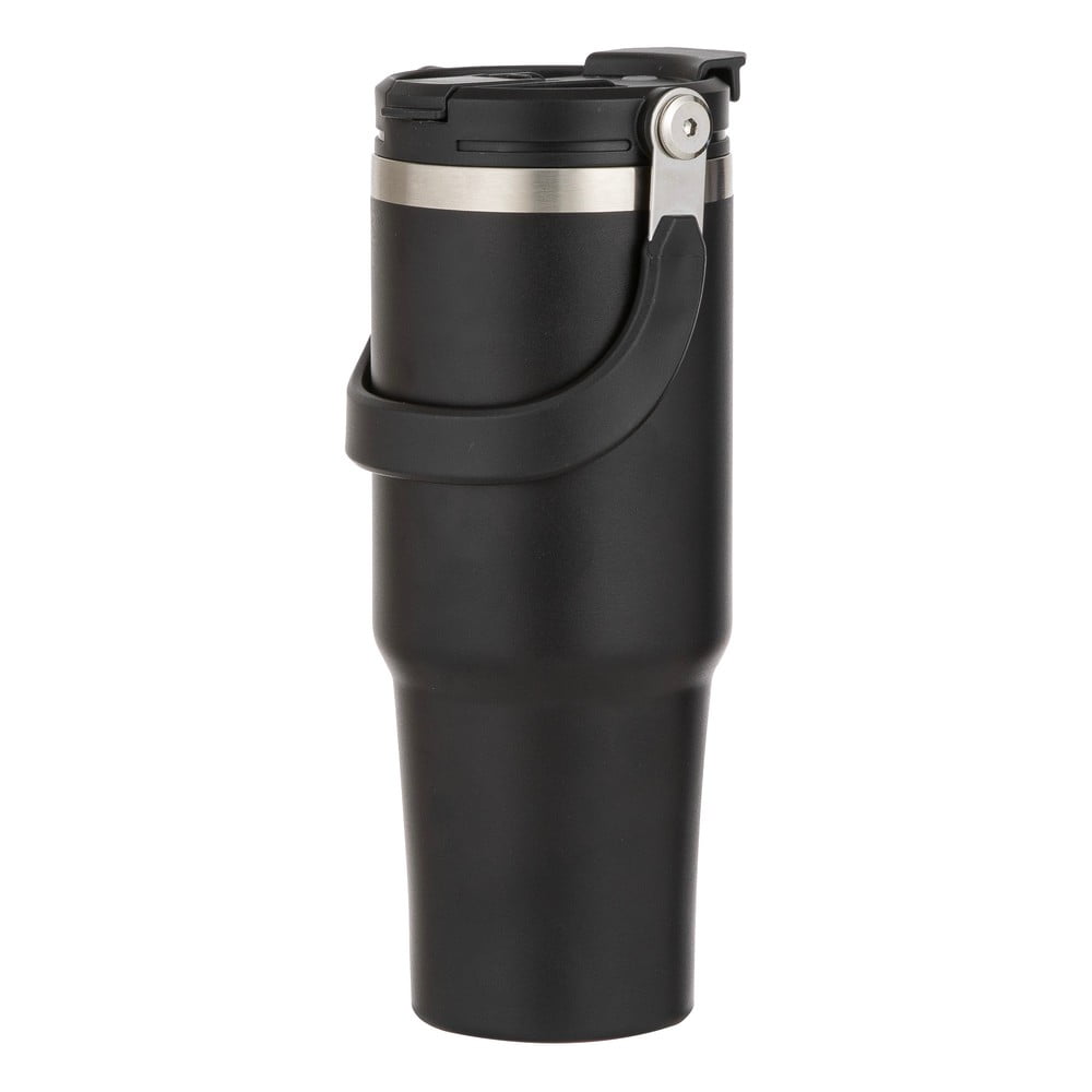 Fekete rozsdamentes acél utazó ivópalack 1 l Eco – Ladelle