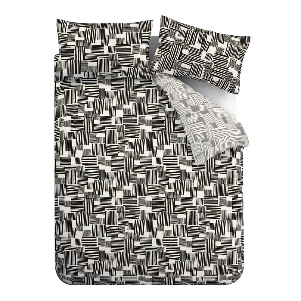 Fekete-szürke kétszemélyes ágyneműhuzat 200x200 cm Blocks – Catherine Lansfield