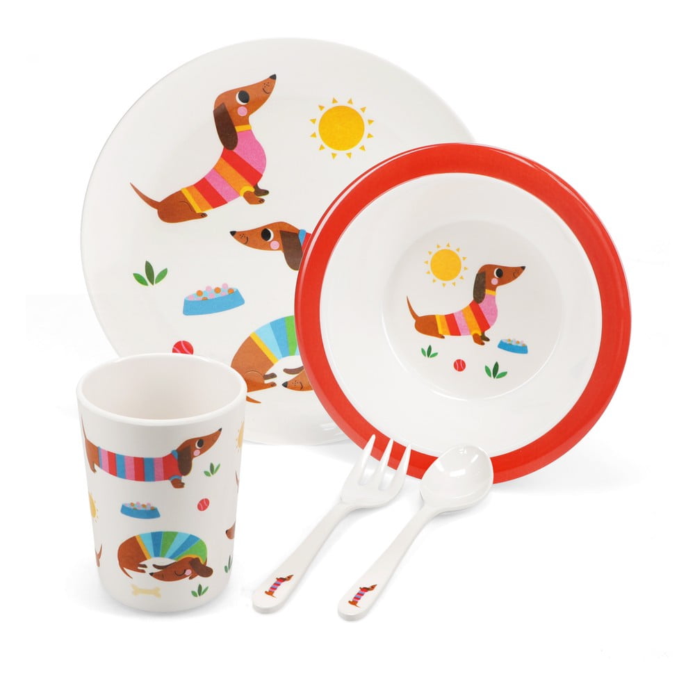 Gyerek étkészlet 5 db-os Sunny Sausage Dog – Rex London