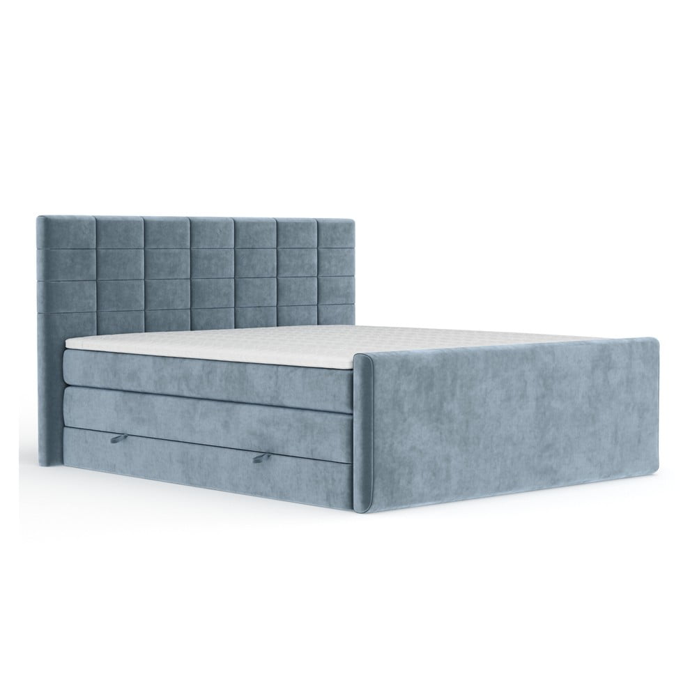 Kék ágyneműtartós boxspring ágy 200x200 cm Ava – Maison de Rêve