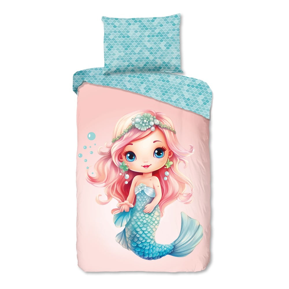 Kék-rózsaszín egyszemélyes pamut gyerek ágyneműhuzat 140x200 cm Alisse – Good Morning