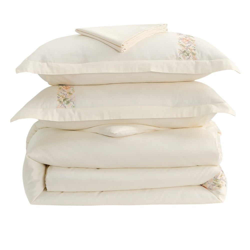 Krémszínű hatrészes  kétszemélyes-hosszabbított pamut-szatén ágyneműhuzat lepedővel 240x220 cm Maison Bloom – Mila Home Luxury