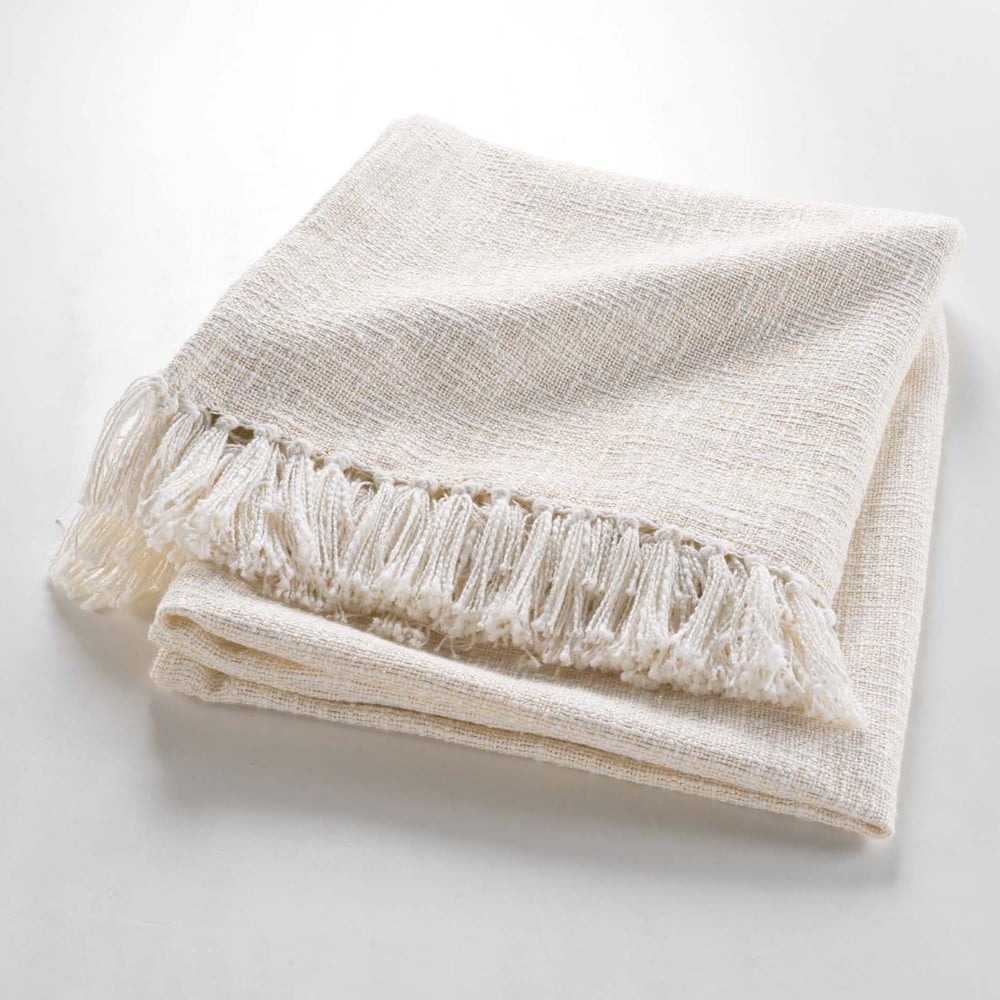 Krémszínű pamutkeverék takaró 125x150 cm Ziggy – douceur d'intérieur