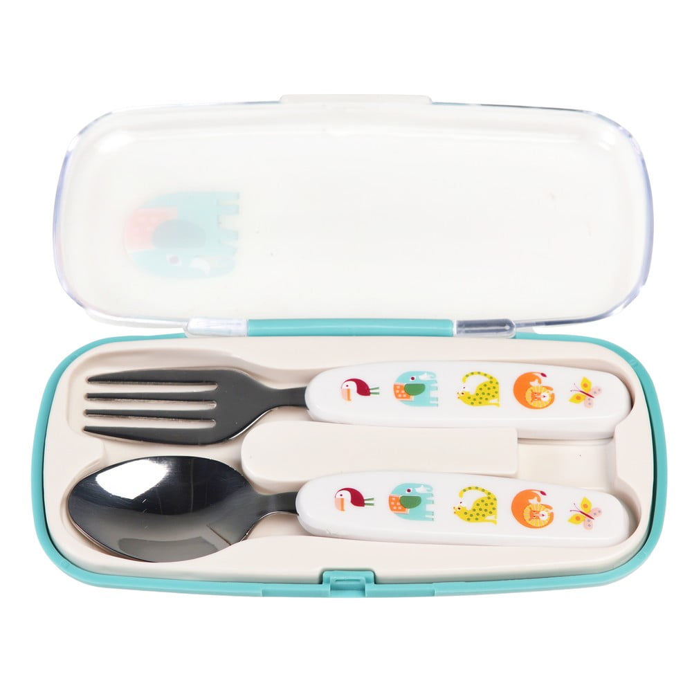 Krémszínű rozsdamentes acél gyerek evőeszköz 2 db-os Wild Wonders – Rex London