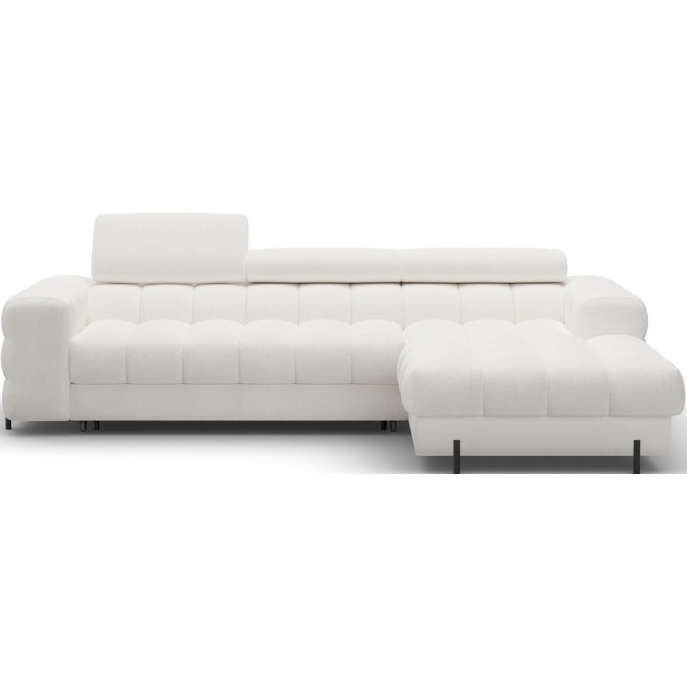 Krémszínű zsenília kinyitható-tárolóhelyes sarokkanapé (jobb oldali-heverő résszel) Felro – ELTAP