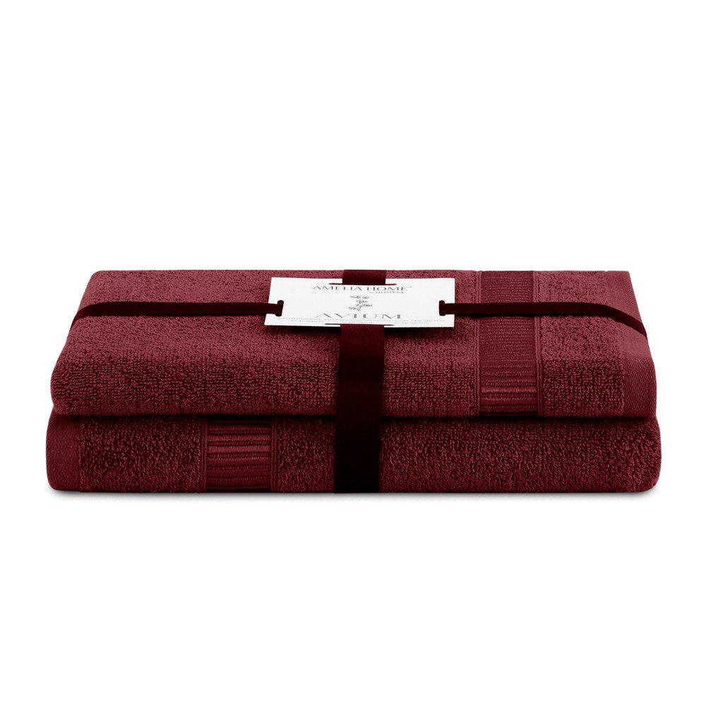 Piros frottír pamut törölköző és fürdőlepedő készlet 2 db-os Avium – Restilo