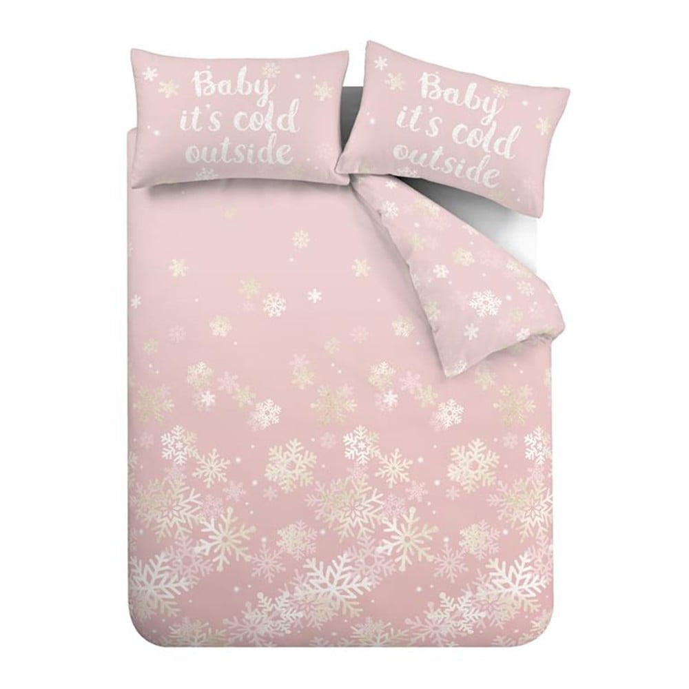 Rózsaszín egyszemélyes ágyneműhuzat 135x200 cm Baby It's Cold Outside – Catherine Lansfield