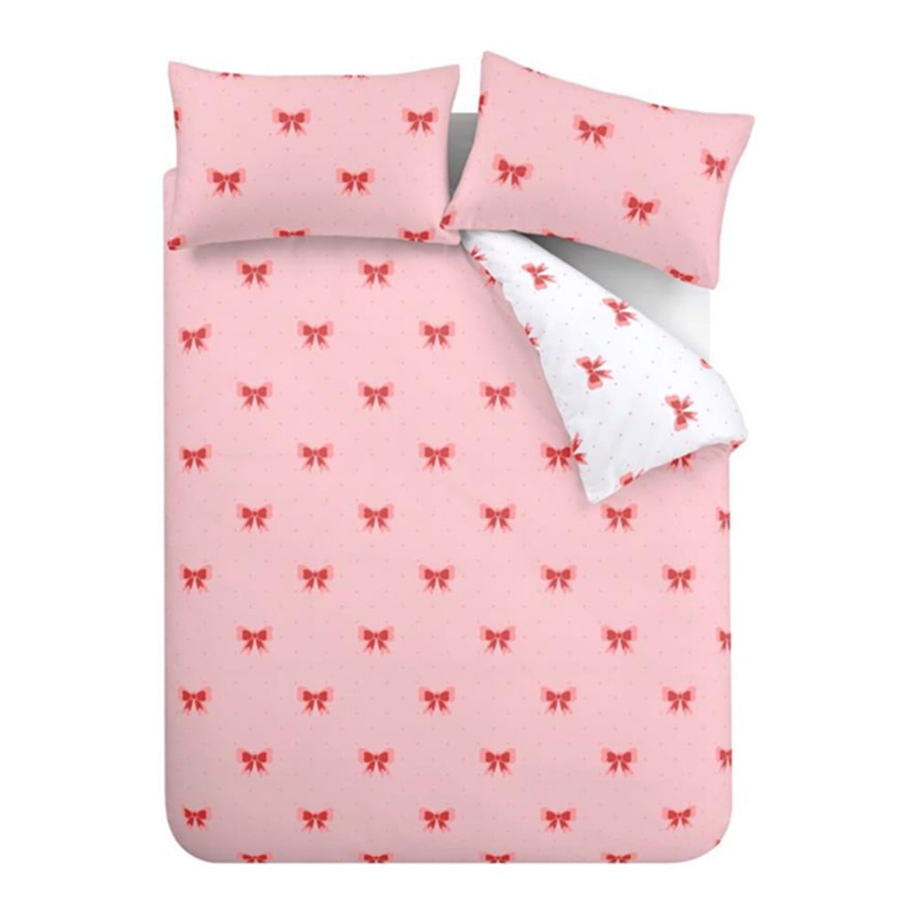 Rózsaszín kétszemélyes ágyneműhuzat 200x200 cm Dotty Bows – Sassy B