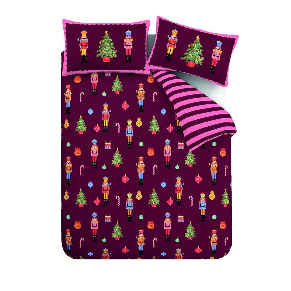Rózsaszín-lila egyszemélyes ágyneműhuzat 135x200 cm Nutcracker Stripe – Catherine Lansfield